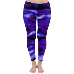 Purple  Waves Abstract Series No2 Classic Winter Leggings by DimitriosArt