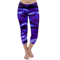 Purple  Waves Abstract Series No2 Capri Winter Leggings  by DimitriosArt