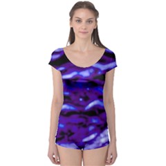 Purple  Waves Abstract Series No2 Boyleg Leotard  by DimitriosArt