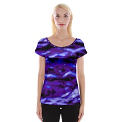 Purple  Waves Abstract Series No2 Cap Sleeve Top by DimitriosArt