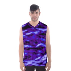 Purple  Waves Abstract Series No2 Men s Basketball Tank Top by DimitriosArt