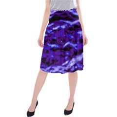 Purple  Waves Abstract Series No2 Midi Beach Skirt by DimitriosArt