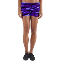 Purple  Waves Abstract Series No2 Yoga Shorts by DimitriosArt