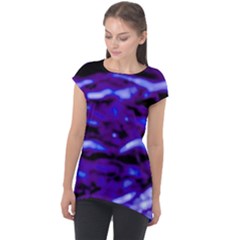 Purple  Waves Abstract Series No2 Cap Sleeve High Low Top by DimitriosArt