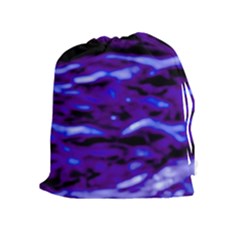 Purple  Waves Abstract Series No2 Drawstring Pouch (xl) by DimitriosArt