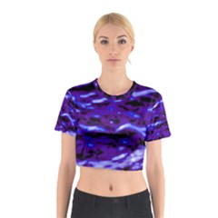 Purple  Waves Abstract Series No2 Cotton Crop Top by DimitriosArt