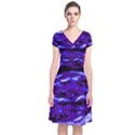 Purple  Waves Abstract Series No2 Short Sleeve Front Wrap Dress View1