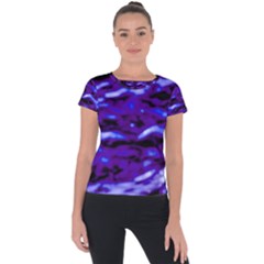 Purple  Waves Abstract Series No2 Short Sleeve Sports Top  by DimitriosArt