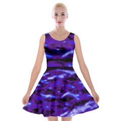 Purple  Waves Abstract Series No2 Velvet Skater Dress by DimitriosArt