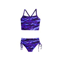 Purple  Waves Abstract Series No2 Girls  Tankini Swimsuit by DimitriosArt