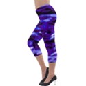 Purple  Waves Abstract Series No2 Lightweight Velour Capri Leggings  View3