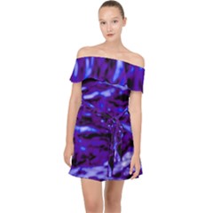 Purple  Waves Abstract Series No2 Off Shoulder Chiffon Dress by DimitriosArt