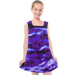 Purple  Waves Abstract Series No2 Kids  Cross Back Dress by DimitriosArt