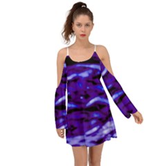 Purple  Waves Abstract Series No2 Kimono Sleeves Boho Dress by DimitriosArt