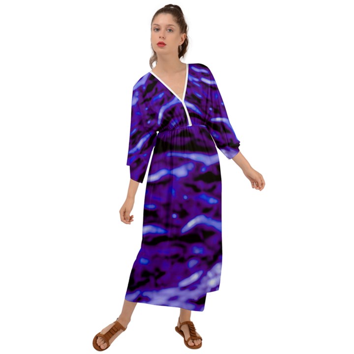 Purple  Waves Abstract Series No2 Grecian Style  Maxi Dress