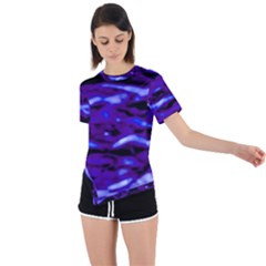 Purple  Waves Abstract Series No2 Asymmetrical Short Sleeve Sports Tee by DimitriosArt