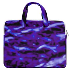 Purple  Waves Abstract Series No2 Macbook Pro Double Pocket Laptop Bag by DimitriosArt