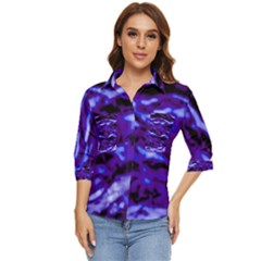 Purple  Waves Abstract Series No2 Women s Quarter Sleeve Pocket Shirt