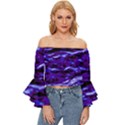 Purple  Waves Abstract Series No2 Off Shoulder Flutter Bell Sleeve Top View1