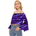 Purple  Waves Abstract Series No2 Off Shoulder Flutter Bell Sleeve Top View2