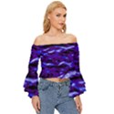 Purple  Waves Abstract Series No2 Off Shoulder Flutter Bell Sleeve Top View3