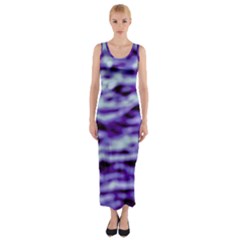 Purple  Waves Abstract Series No3 Fitted Maxi Dress by DimitriosArt