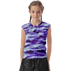 Purple  Waves Abstract Series No3 Kids  Raglan Cap Sleeve Tee by DimitriosArt