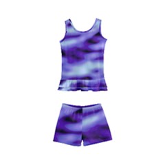 Purple  Waves Abstract Series No3 Kids  Boyleg Swimsuit by DimitriosArt