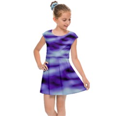 Purple  Waves Abstract Series No3 Kids  Cap Sleeve Dress by DimitriosArt