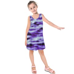 Purple  Waves Abstract Series No3 Kids  Sleeveless Dress by DimitriosArt