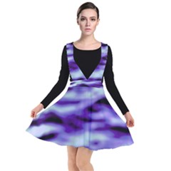 Purple  Waves Abstract Series No3 Plunge Pinafore Dress by DimitriosArt