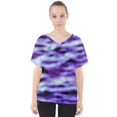 Purple  Waves Abstract Series No3 V-neck Dolman Drape Top by DimitriosArt