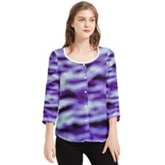 Purple  Waves Abstract Series No3 Chiffon Quarter Sleeve Blouse