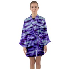 Purple  Waves Abstract Series No3 Long Sleeve Satin Kimono by DimitriosArt