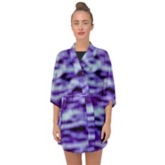 Purple  Waves Abstract Series No3 Half Sleeve Chiffon Kimono by DimitriosArt