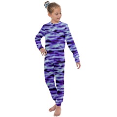 Purple  Waves Abstract Series No3 Kids  Long Sleeve Set  by DimitriosArt