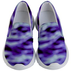 Purple  Waves Abstract Series No3 Kids Lightweight Slip Ons by DimitriosArt