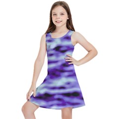 Purple  Waves Abstract Series No3 Kids  Lightweight Sleeveless Dress