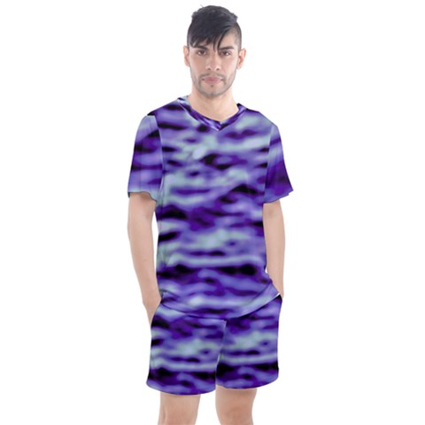 Purple  Waves Abstract Series No3 Men s Mesh Tee And Shorts Set by DimitriosArt