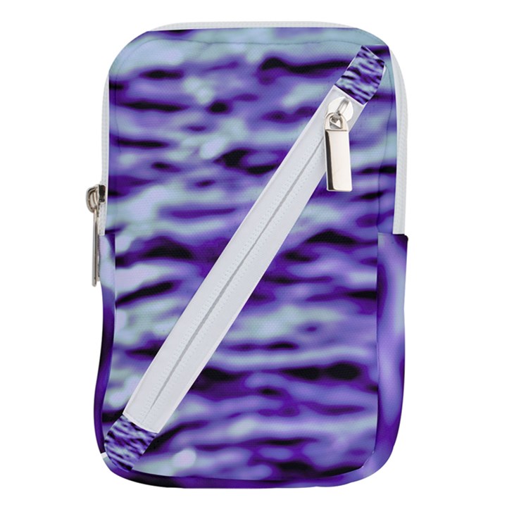 Purple  Waves Abstract Series No3 Belt Pouch Bag (Large)