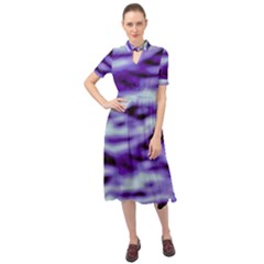 Purple  Waves Abstract Series No3 Keyhole Neckline Chiffon Dress