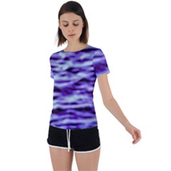 Purple  Waves Abstract Series No3 Back Circle Cutout Sports Tee