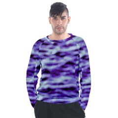 Purple  Waves Abstract Series No3 Men s Long Sleeve Raglan Tee