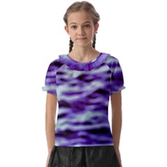 Purple  Waves Abstract Series No3 Kids  Frill Chiffon Blouse by DimitriosArt