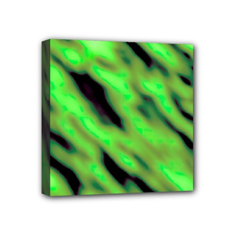 Green  Waves Abstract Series No7 Mini Canvas 4  X 4  (stretched) by DimitriosArt