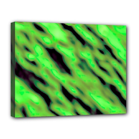 Green  Waves Abstract Series No7 Canvas 14  X 11  (stretched) by DimitriosArt