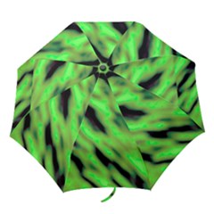 Green  Waves Abstract Series No7 Folding Umbrellas by DimitriosArt