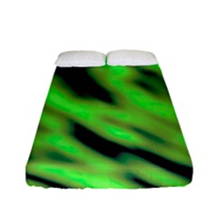 Green  Waves Abstract Series No7 Fitted Sheet (full/ Double Size) by DimitriosArt