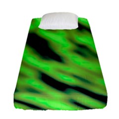 Green  Waves Abstract Series No7 Fitted Sheet (single Size) by DimitriosArt