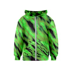 Green  Waves Abstract Series No7 Kids  Zipper Hoodie by DimitriosArt